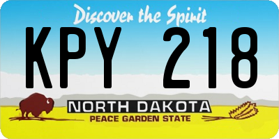 ND license plate KPY218