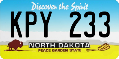 ND license plate KPY233