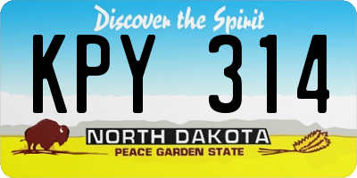 ND license plate KPY314
