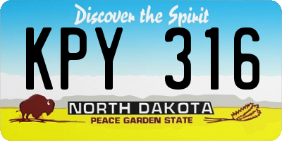 ND license plate KPY316