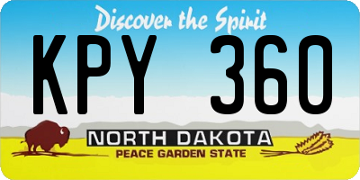 ND license plate KPY360