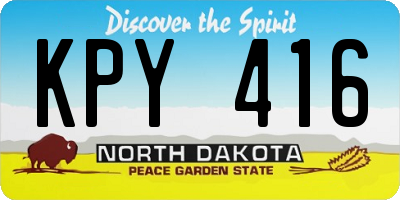 ND license plate KPY416