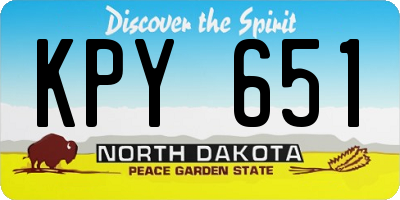 ND license plate KPY651
