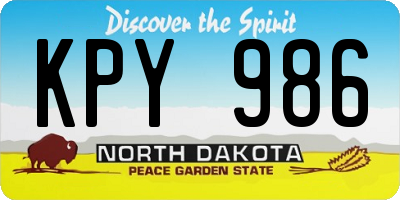 ND license plate KPY986