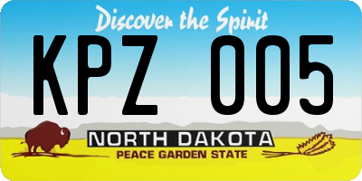 ND license plate KPZ005