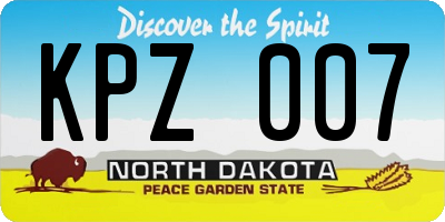 ND license plate KPZ007