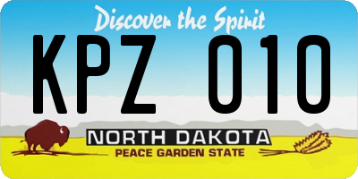 ND license plate KPZ010