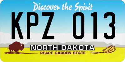 ND license plate KPZ013