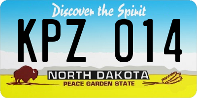 ND license plate KPZ014