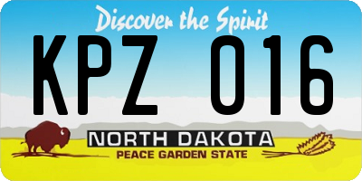 ND license plate KPZ016
