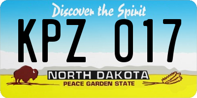 ND license plate KPZ017