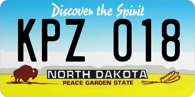 ND license plate KPZ018