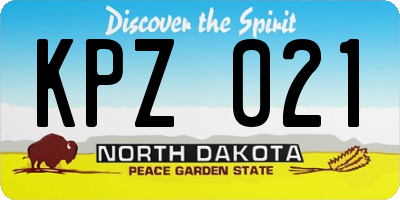 ND license plate KPZ021