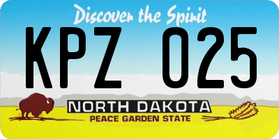 ND license plate KPZ025