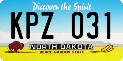 ND license plate KPZ031