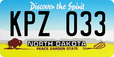 ND license plate KPZ033