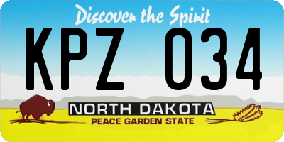 ND license plate KPZ034