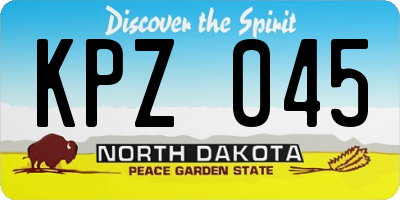 ND license plate KPZ045