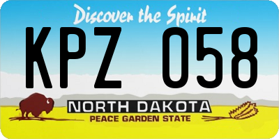 ND license plate KPZ058