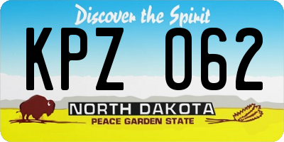 ND license plate KPZ062