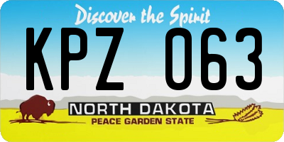 ND license plate KPZ063