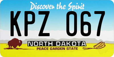 ND license plate KPZ067