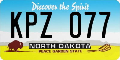 ND license plate KPZ077