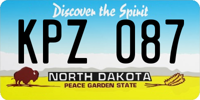 ND license plate KPZ087