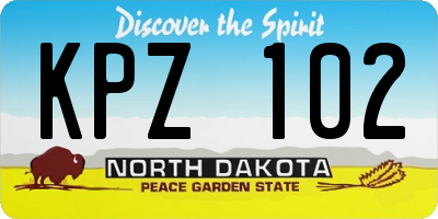 ND license plate KPZ102