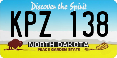 ND license plate KPZ138