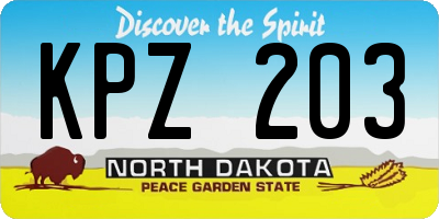 ND license plate KPZ203