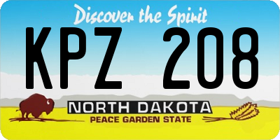 ND license plate KPZ208