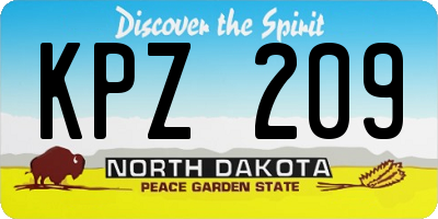 ND license plate KPZ209