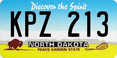 ND license plate KPZ213