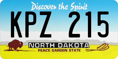 ND license plate KPZ215
