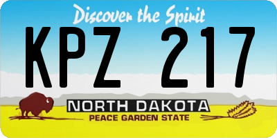 ND license plate KPZ217