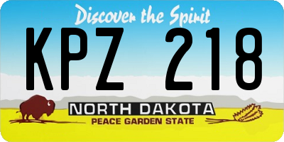 ND license plate KPZ218