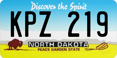 ND license plate KPZ219