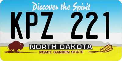 ND license plate KPZ221