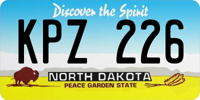 ND license plate KPZ226