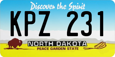 ND license plate KPZ231