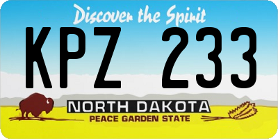 ND license plate KPZ233