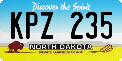 ND license plate KPZ235