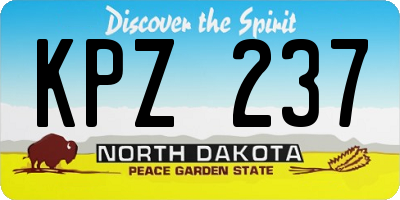 ND license plate KPZ237