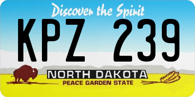 ND license plate KPZ239