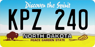 ND license plate KPZ240