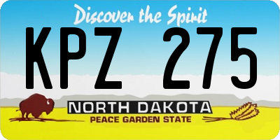 ND license plate KPZ275