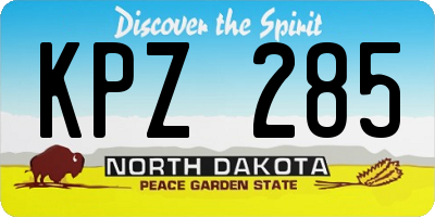 ND license plate KPZ285