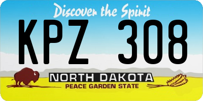 ND license plate KPZ308