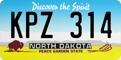 ND license plate KPZ314